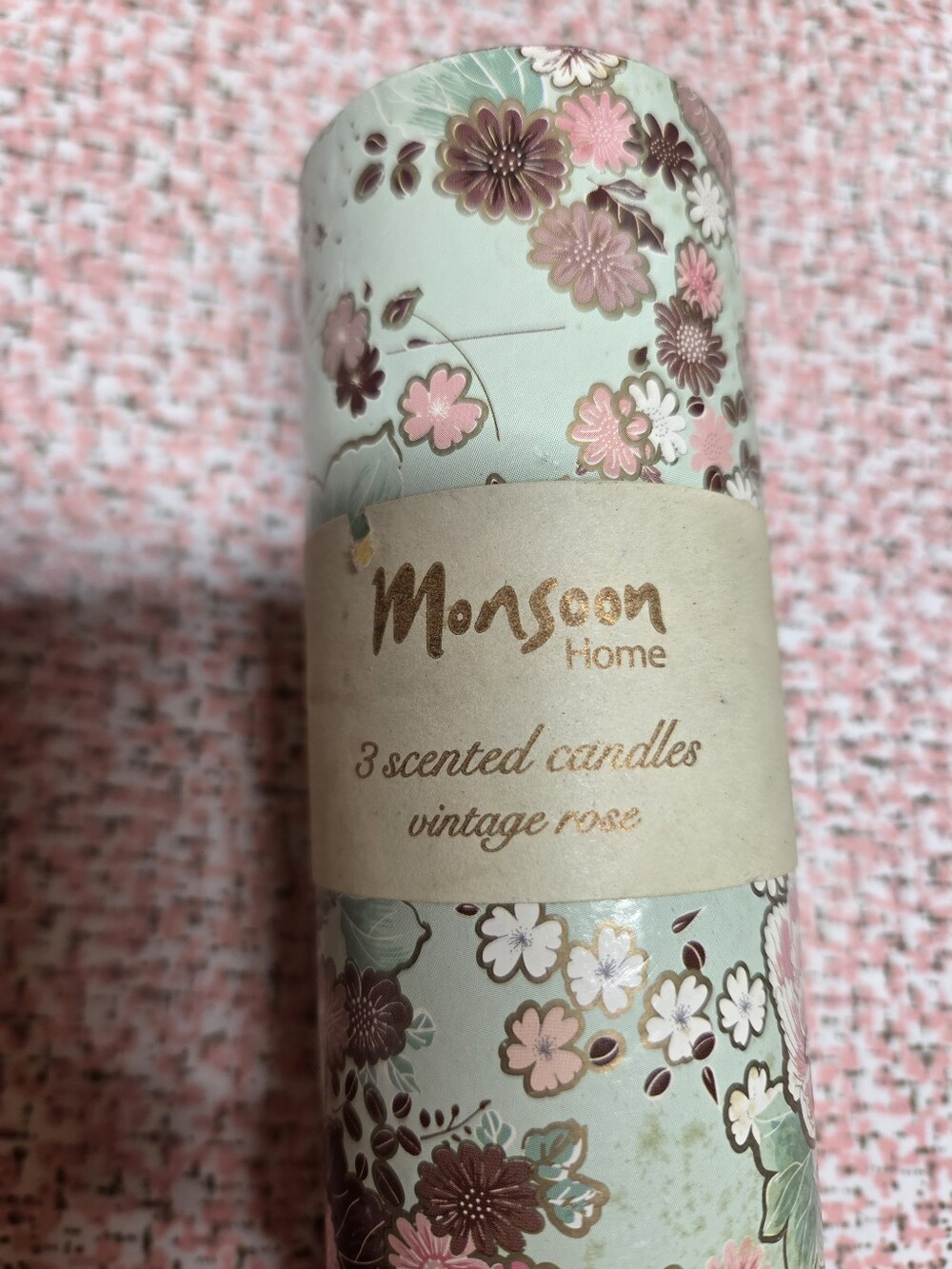 Monsoon Home Vintage Rose Scented Candles Set of 3 NIB